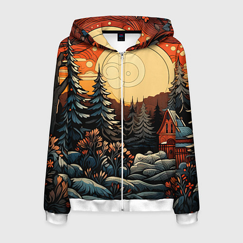 Мужская толстовка на молнии Волшебная роспись / 3D-Белый – фото 1