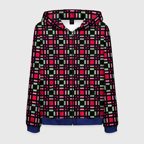 Мужская толстовка на молнии Красно-черный зеленый геометрический узор / 3D-Синий – фото 1