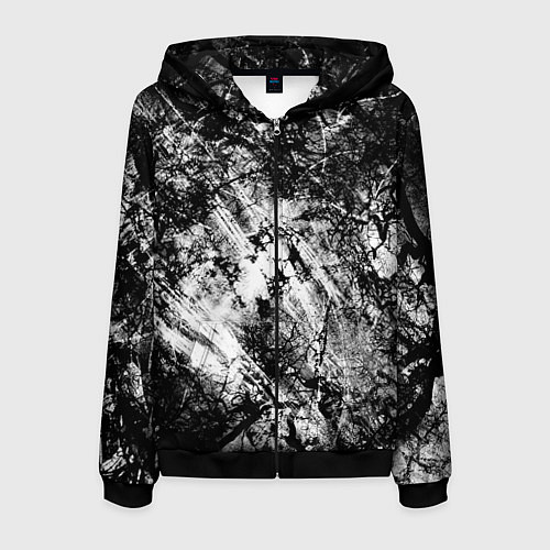 Мужская толстовка на молнии Зимний лес узоры / 3D-Черный – фото 1