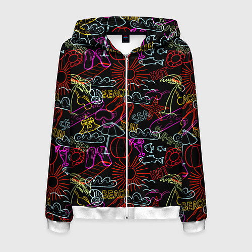 Мужская толстовка на молнии Beach pattern / 3D-Белый – фото 1