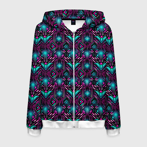 Мужская толстовка на молнии Цифровой мир / 3D-Белый – фото 1