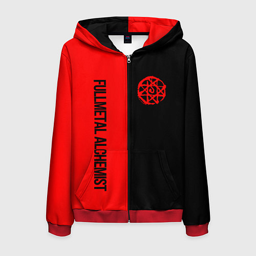 Мужская толстовка на молнии Стальной алхимик - красная печать Альфонс / 3D-Красный – фото 1