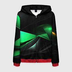 Толстовка 3D на молнии мужская Трехмерность зеленой фигуры, цвет: 3D-красный