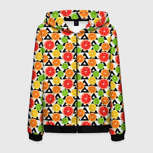 Мужская толстовка на молнии Citrus pattern / 3D-Черный – фото 1