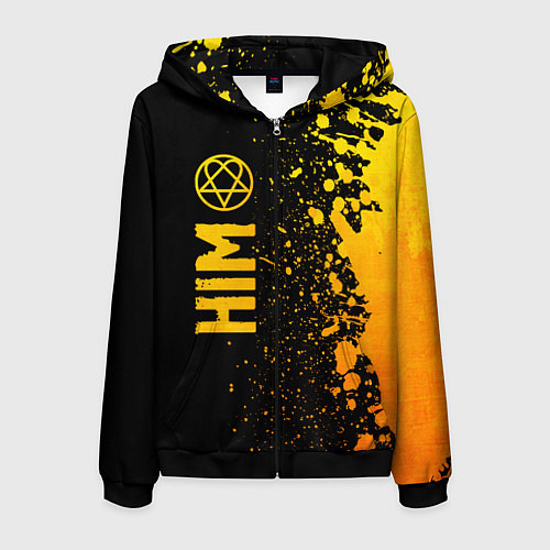 Мужская толстовка на молнии HIM - gold gradient по-вертикали / 3D-Черный – фото 1