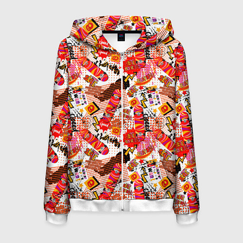 Мужская толстовка на молнии Skate boarding / 3D-Белый – фото 1