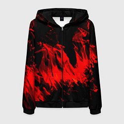 Толстовка 3D на молнии мужская Красное пламя, цвет: 3D-черный