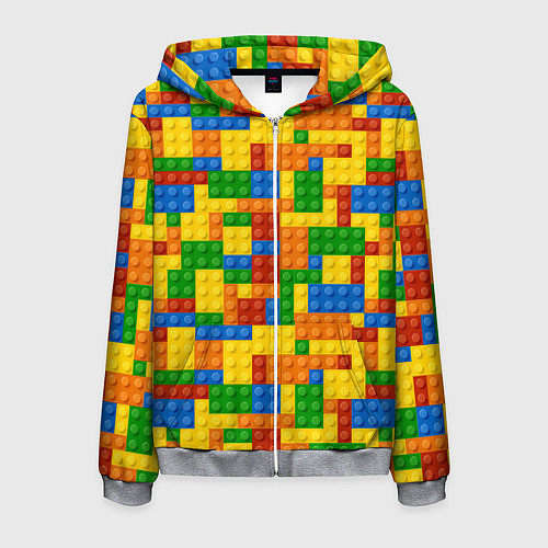 Мужская толстовка на молнии Лего - разноцветная стена / 3D-Меланж – фото 1