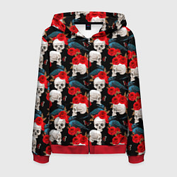 Мужская толстовка на молнии Skull in roses