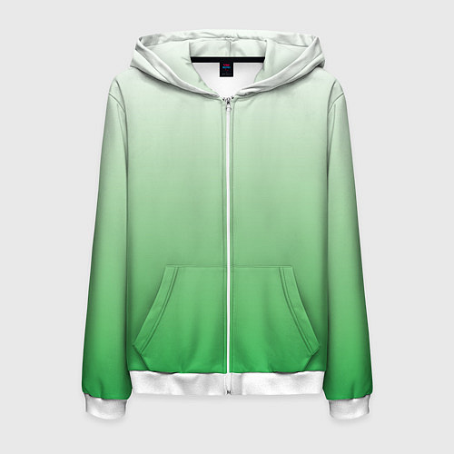 Мужская толстовка на молнии Лесной сон 3d зеленый градиент / 3D-Белый – фото 1