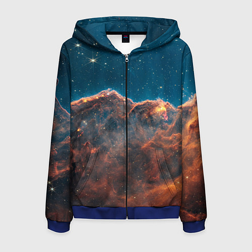 Мужская толстовка на молнии Туманность Киля наблюдаемая телескопом Уэбба / 3D-Синий – фото 1