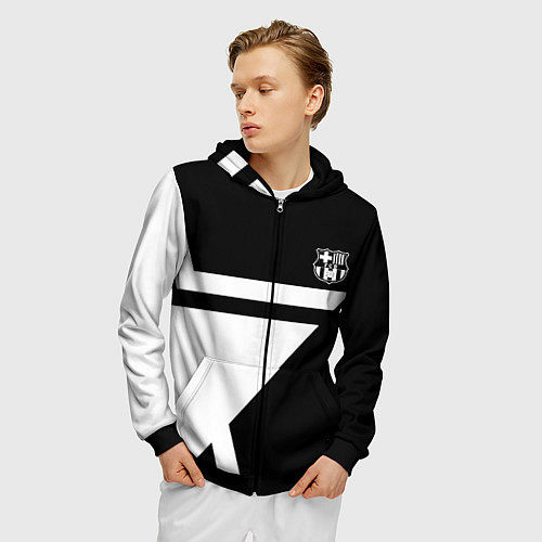 Мужская толстовка на молнии Barcelona stars fc / 3D-Черный – фото 3