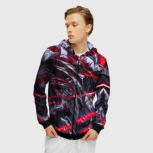 Мужская толстовка на молнии Красная адская броня / 3D-Черный – фото 3