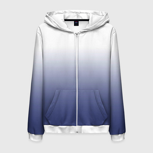 Мужская толстовка на молнии Туманный градиент бело-синий / 3D-Белый – фото 1