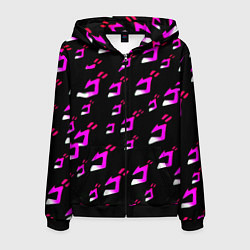 Толстовка 3D на молнии мужская JoJos Bizarre neon pattern logo, цвет: 3D-черный