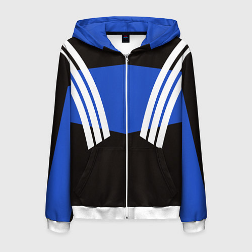 Мужская толстовка на молнии Олимпийка 90х - полоски / 3D-Белый – фото 1