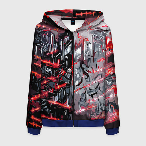 Мужская толстовка на молнии Адский доспех в царапинах / 3D-Синий – фото 1
