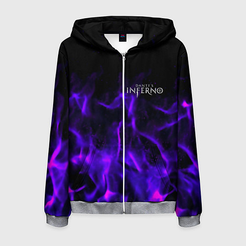 Мужская толстовка на молнии Dantes Inferno flame neon / 3D-Меланж – фото 1