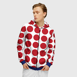 Толстовка 3D на молнии мужская Красные круги, цвет: 3D-синий — фото 2