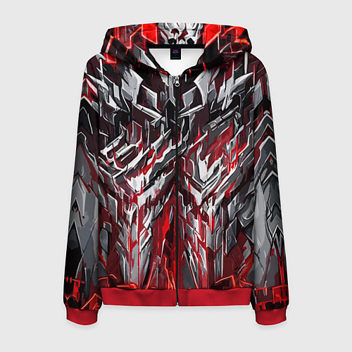 Мужская толстовка на молнии Острый металл красный / 3D-Красный – фото 1