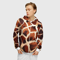 Толстовка 3D на молнии мужская Пятнистый мех жирафа, цвет: 3D-белый — фото 2