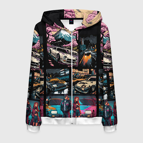 Мужская толстовка на молнии Japanese jdm art / 3D-Белый – фото 1
