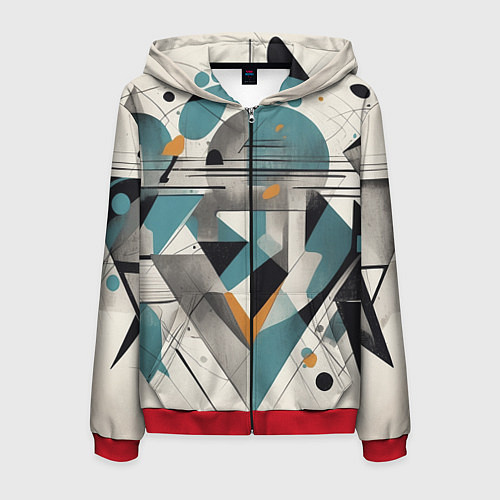 Мужская толстовка на молнии Три человека авангард / 3D-Красный – фото 1