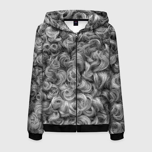 Мужская толстовка на молнии Кудрявая шерсть баранов / 3D-Черный – фото 1