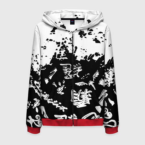 Мужская толстовка на молнии Аниме логотипы краски / 3D-Красный – фото 1