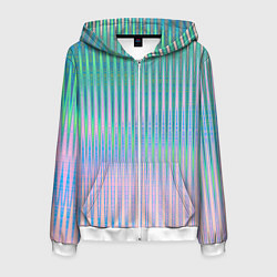 Толстовка 3D на молнии мужская Голографический эффект светлых тонов полос, цвет: 3D-белый