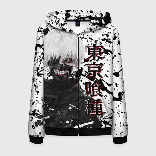 Мужская толстовка на молнии Kaneki Ken - Токийский Гуль / 3D-Черный – фото 1