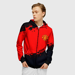 Толстовка 3D на молнии мужская Manchester United colors sport, цвет: 3D-черный — фото 2