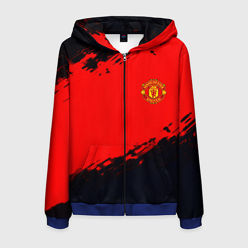 Мужская толстовка на молнии Manchester United colors sport / 3D-Синий – фото 1