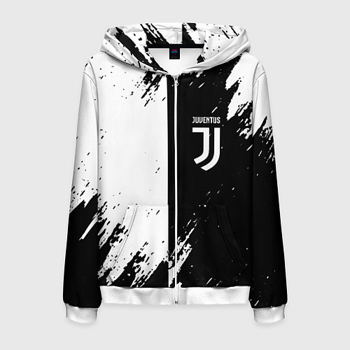 Мужская толстовка на молнии Juventus краски чёрнобелые / 3D-Белый – фото 1