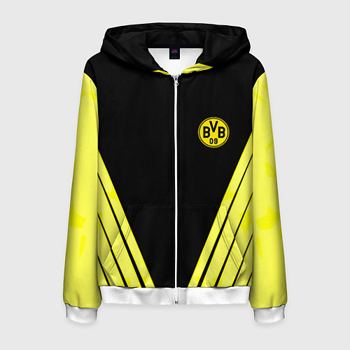 Мужская толстовка на молнии Borussia geometry yellow / 3D-Белый – фото 1