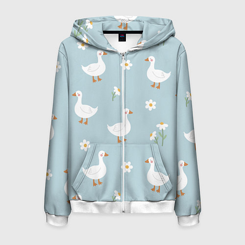 Мужская толстовка на молнии Гусиный узор / 3D-Белый – фото 1