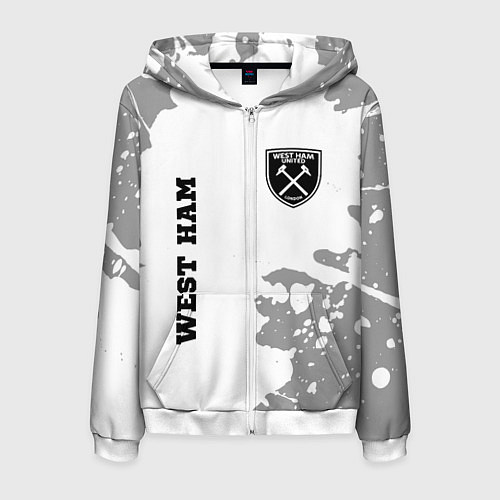 Мужская толстовка на молнии West Ham sport на светлом фоне вертикально / 3D-Белый – фото 1