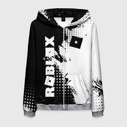 Толстовка 3D на молнии мужская Роблокс - черно-белая абстракция, цвет: 3D-меланж