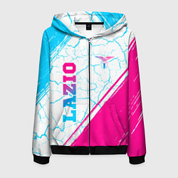 Толстовка 3D на молнии мужская Lazio neon gradient style вертикально, цвет: 3D-черный