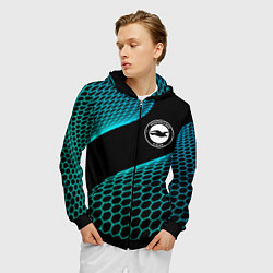 Толстовка 3D на молнии мужская Brighton football net, цвет: 3D-черный — фото 2