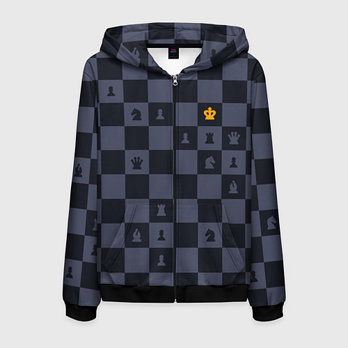 Мужская толстовка на молнии Синяя шахматная доска / 3D-Черный – фото 1