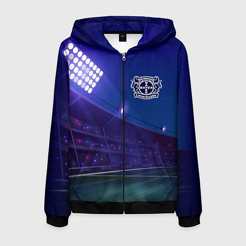 Мужская толстовка на молнии Bayer 04 ночное поле / 3D-Черный – фото 1