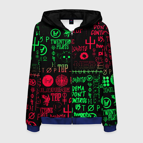 Мужская толстовка на молнии Twenty one pilots pattern rock steel / 3D-Синий – фото 1