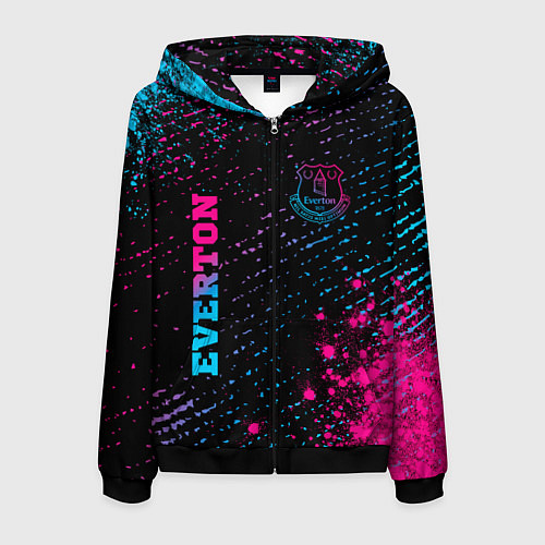 Мужская толстовка на молнии Everton - neon gradient вертикально / 3D-Черный – фото 1