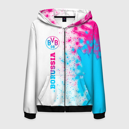 Мужская толстовка на молнии Borussia neon gradient style по-вертикали / 3D-Черный – фото 1