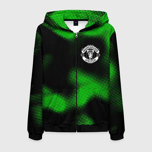 Мужская толстовка на молнии Manchester United sport halftone / 3D-Черный – фото 1