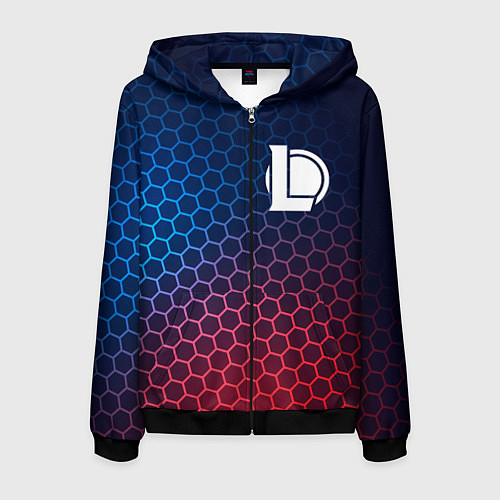 Мужская толстовка на молнии League of Legends неоновые соты / 3D-Черный – фото 1