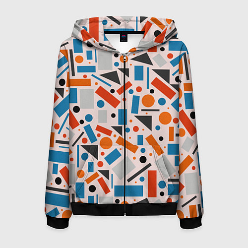 Мужская толстовка на молнии Прямоугольники и круги / 3D-Черный – фото 1