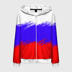 Толстовка 3D на молнии мужская Триколор штрихи, цвет: 3D-белый