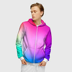 Толстовка 3D на молнии мужская Colorful gradient, цвет: 3D-белый — фото 2